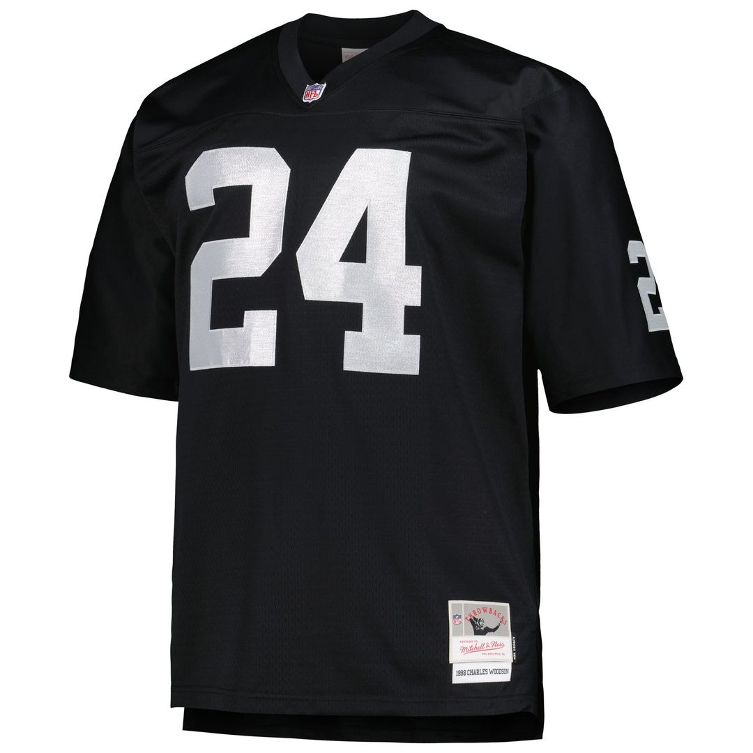 Charles Woodson Las Vegas Raiders Black Big & Tall 1998 Retired Player Replica Jersey