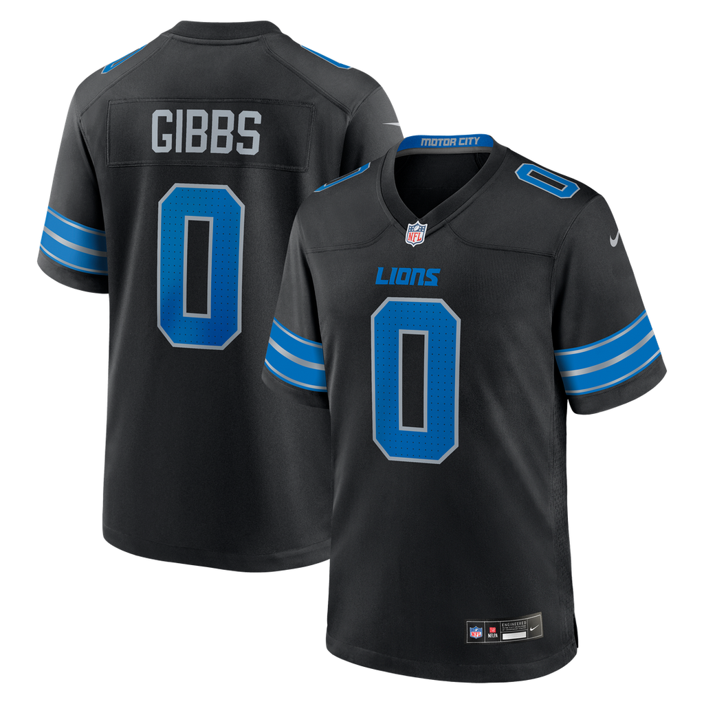 Jahmyr Gibbs Detroit Lions Black 2nd Alternate Game Player Jersey