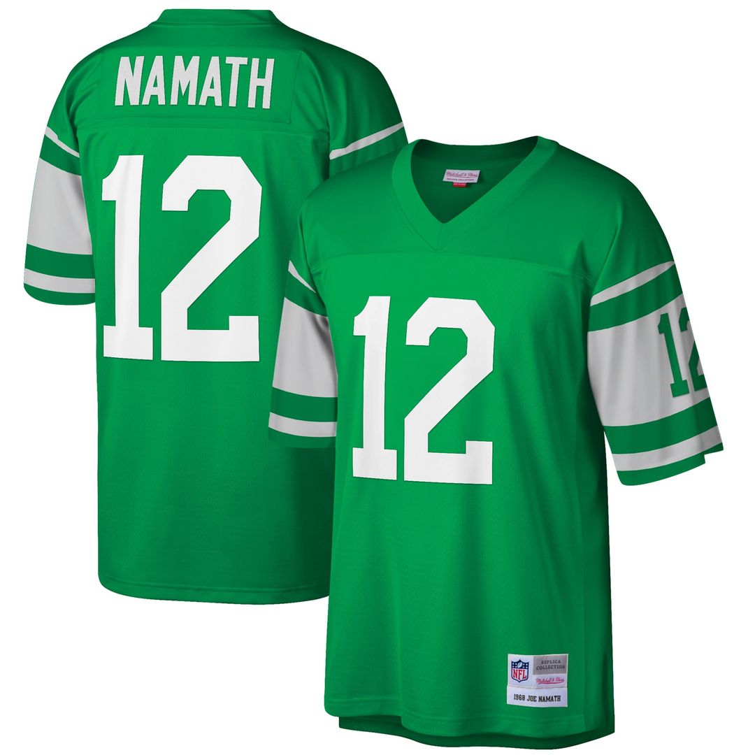 Joe Namath New York Jets Green Big & Tall 1968 Retired Player Replica Jersey