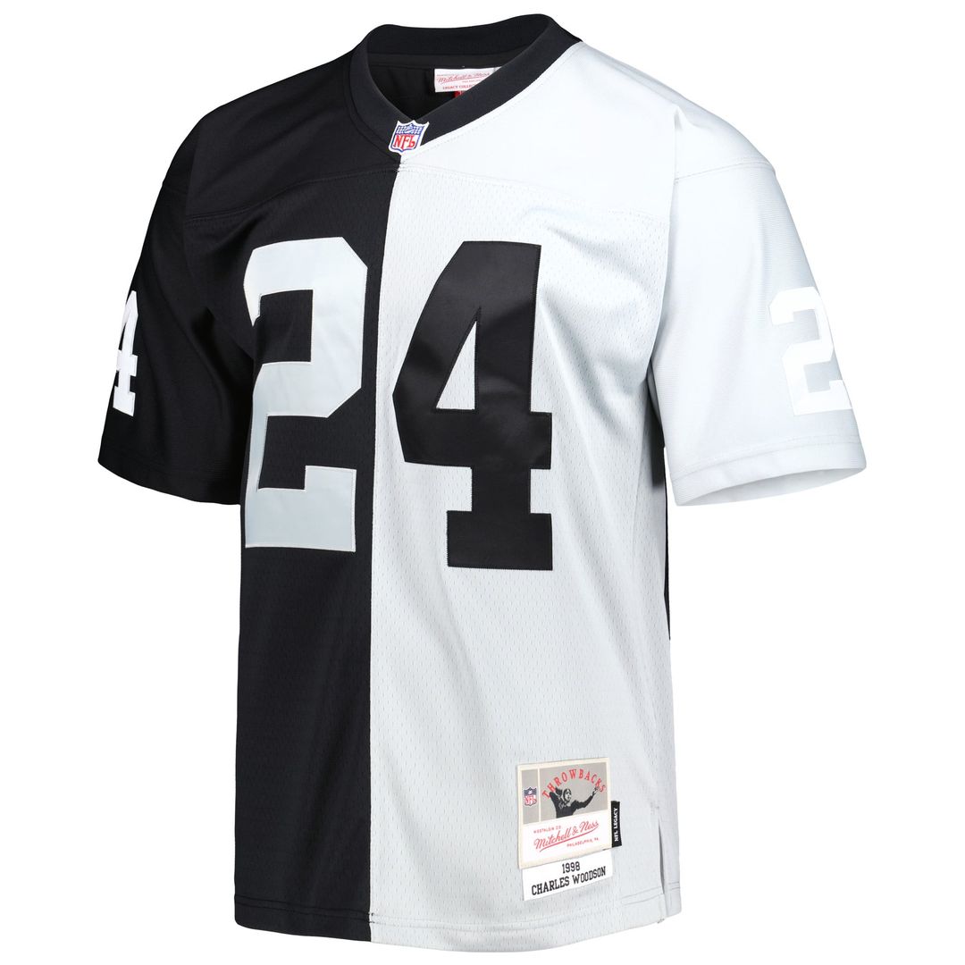 Charles Woodson Las Vegas Raiders Black/Silver 1998 Split Legacy Replica Jersey