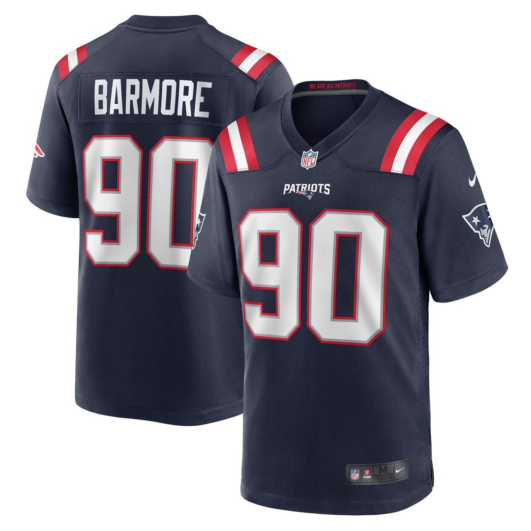 Christian Barmore New England Patriots Navy Player Game Jersey