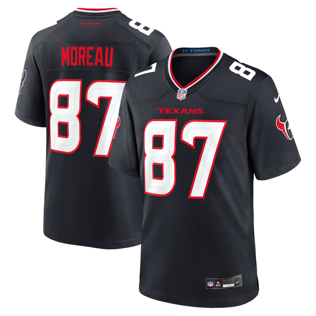 Foster Moreau Houston Texans Navy Team Game Jersey