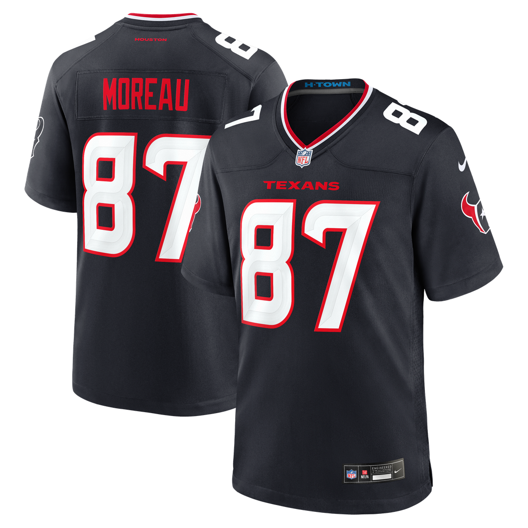 Foster Moreau Houston Texans Navy Team Game Jersey