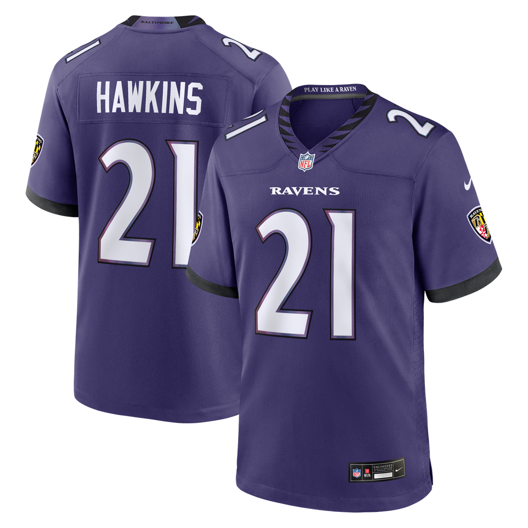 Jaylinn Hawkins Baltimore Ravens Purple Team Game Jersey