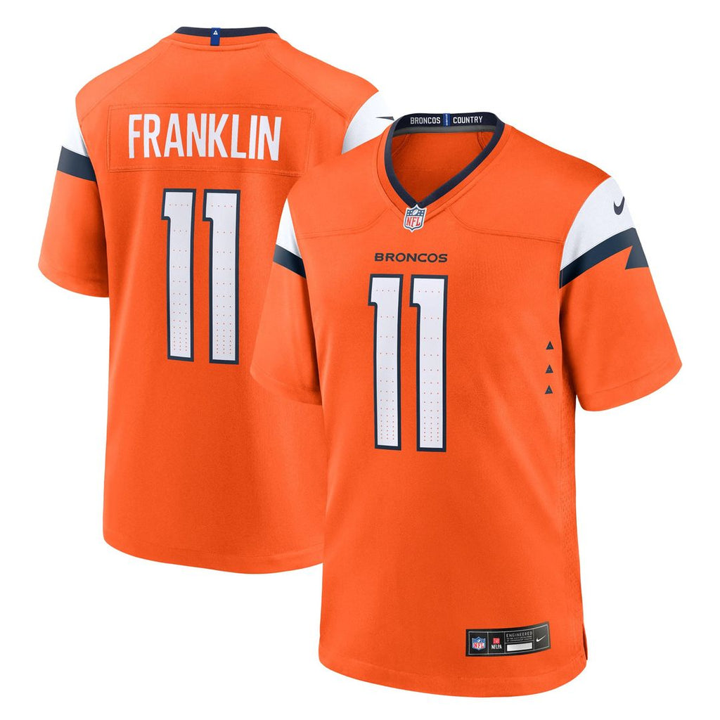 Troy Franklin Denver Broncos Orange Team Game Jersey