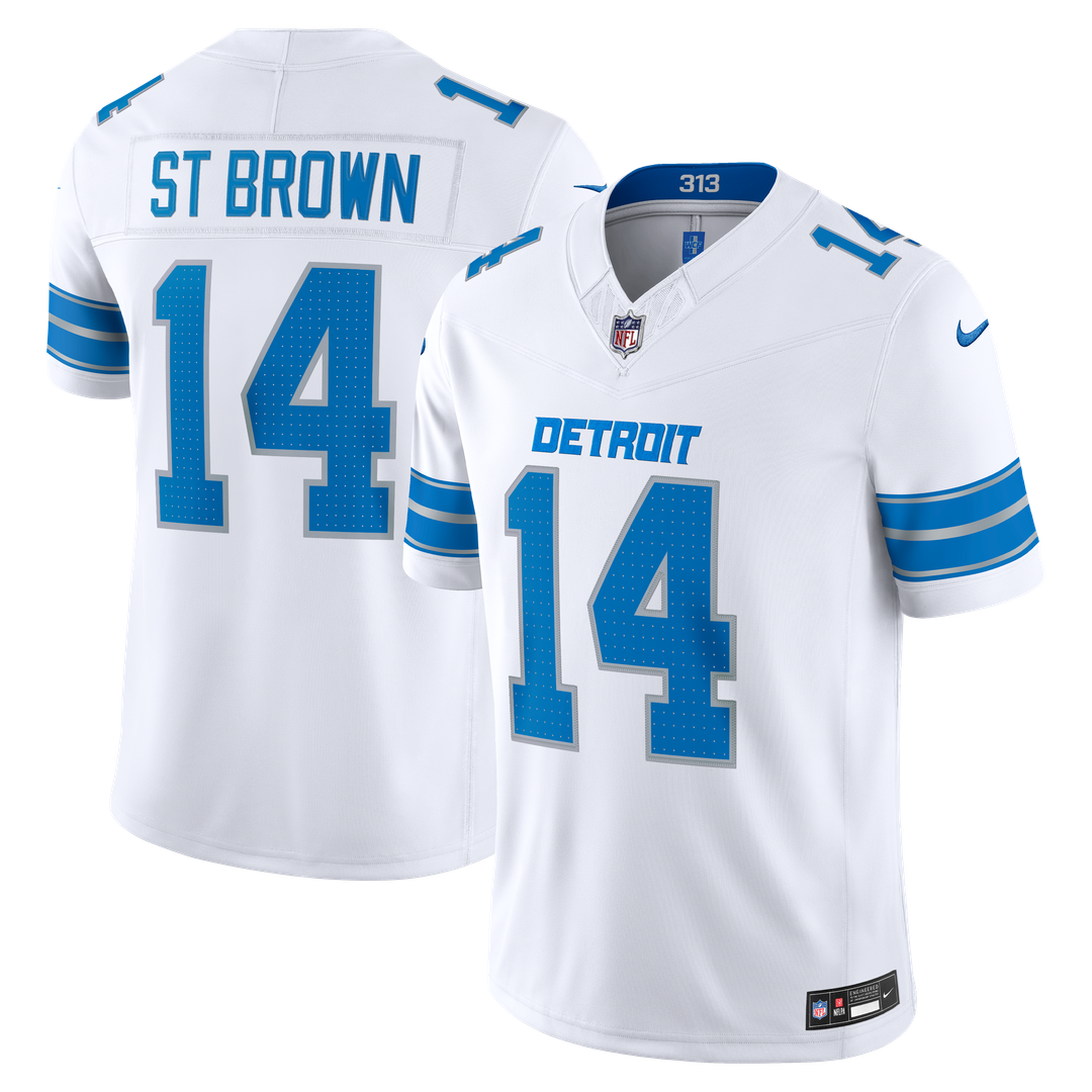 Amon-Ra St. Brown Detroit Lions White Vapor F.U.S.E. Stitched Limited Jersey