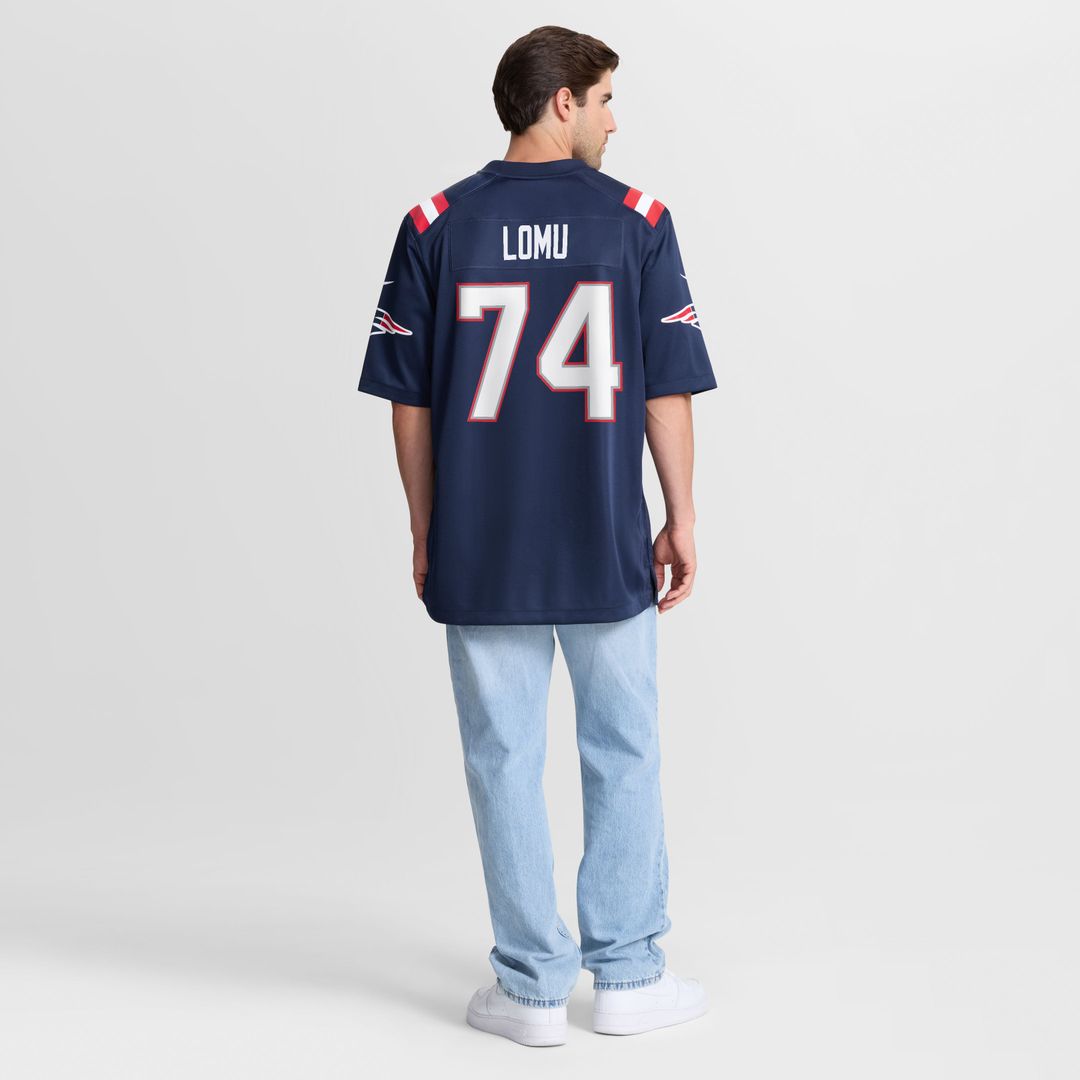 Caleb Lomu New England Patriots Navy Team Game Jersey
