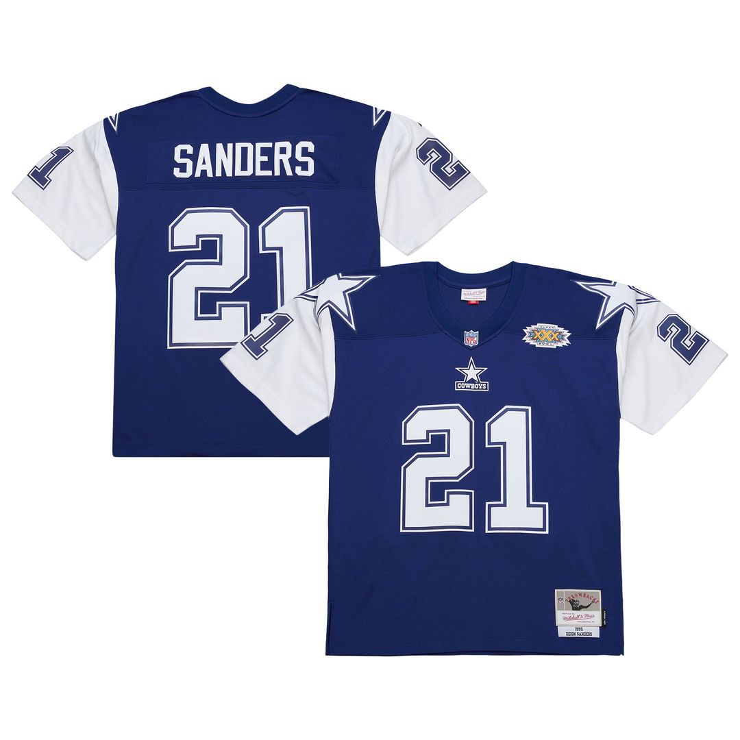 Deion Sanders Dallas Cowboys Navy 1995 Legacy Replica Jersey
