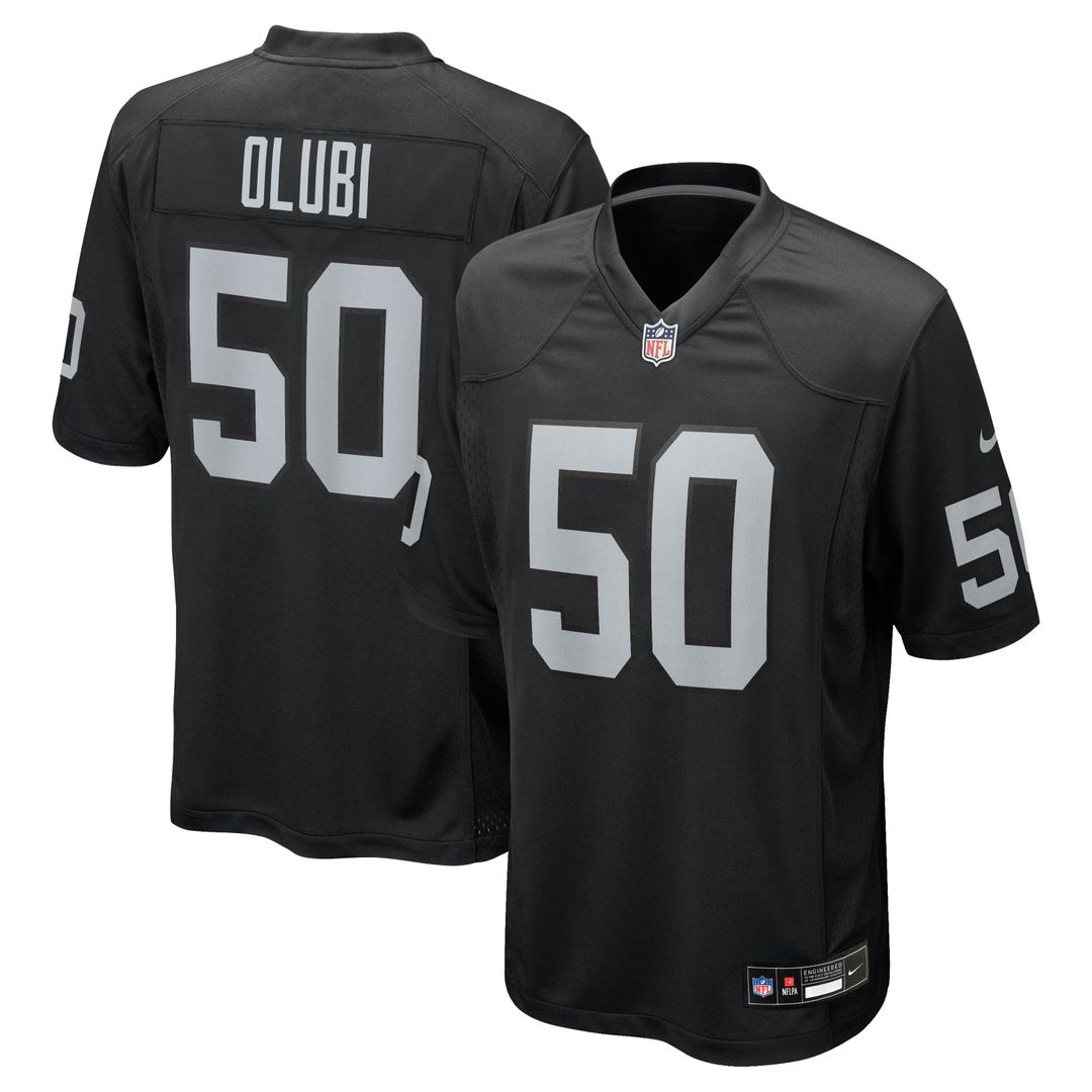 Segun Olubi Las Vegas Raiders Black Team Game Jersey