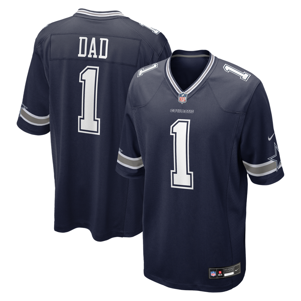 Dallas Cowboys Number 1 Dad Navy Game Jersey