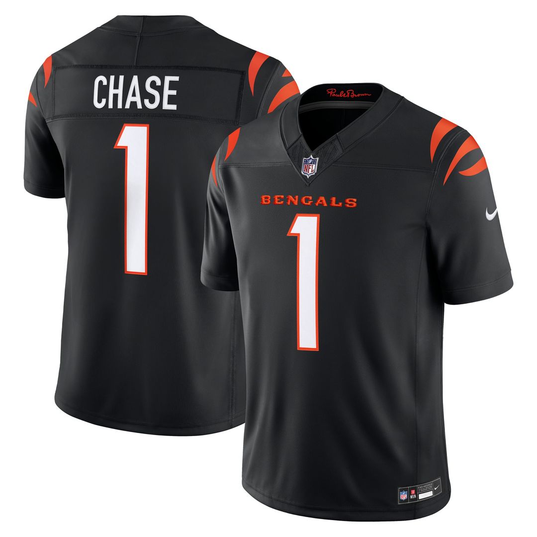Ja'Marr Chase Cincinnati Bengals Black Team Vapor F.U.S.E. Stitched Limited Jersey