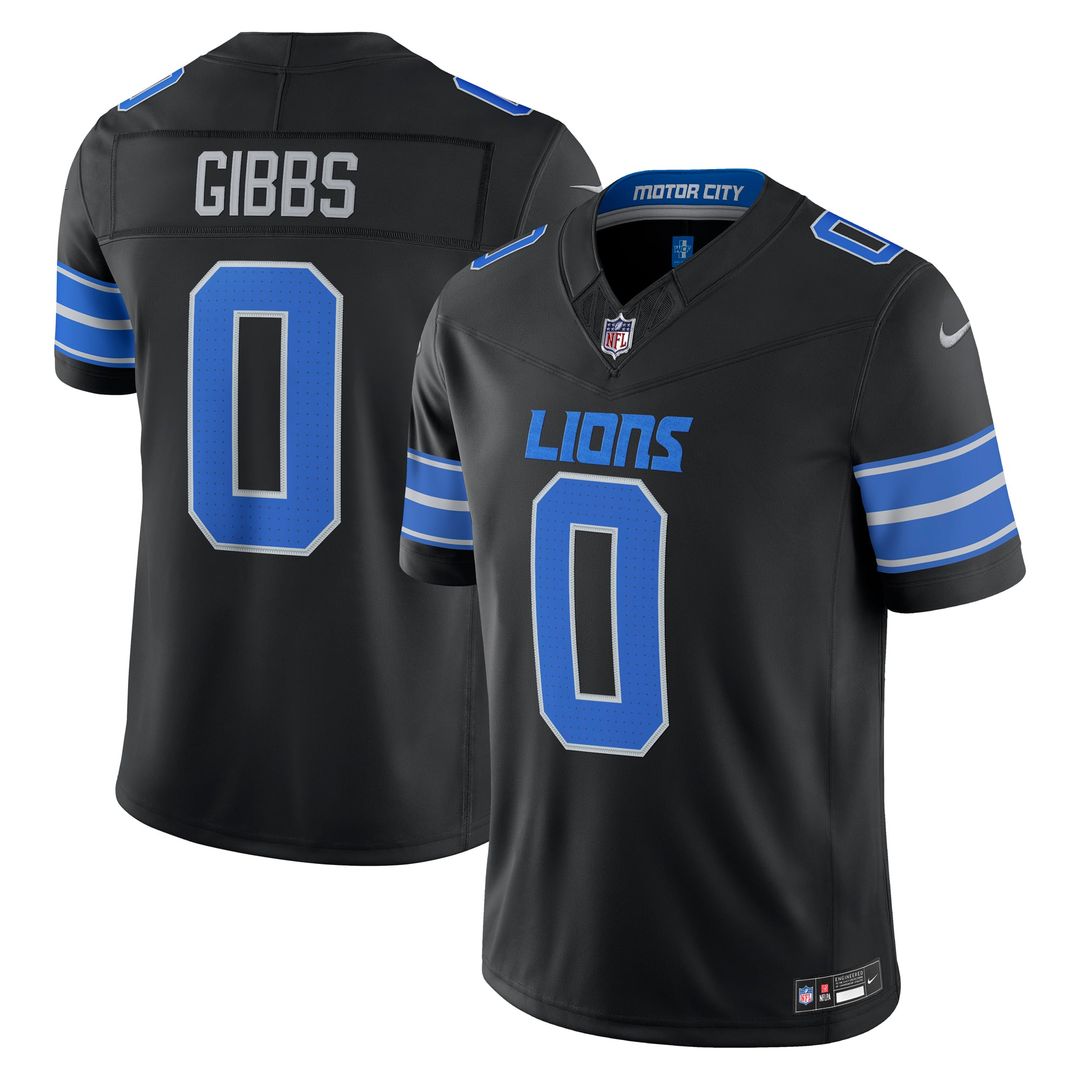 Jahmyr Gibbs Detroit Lions Black Alternate Vapor F.U.S.E. Stitched Limited Jersey