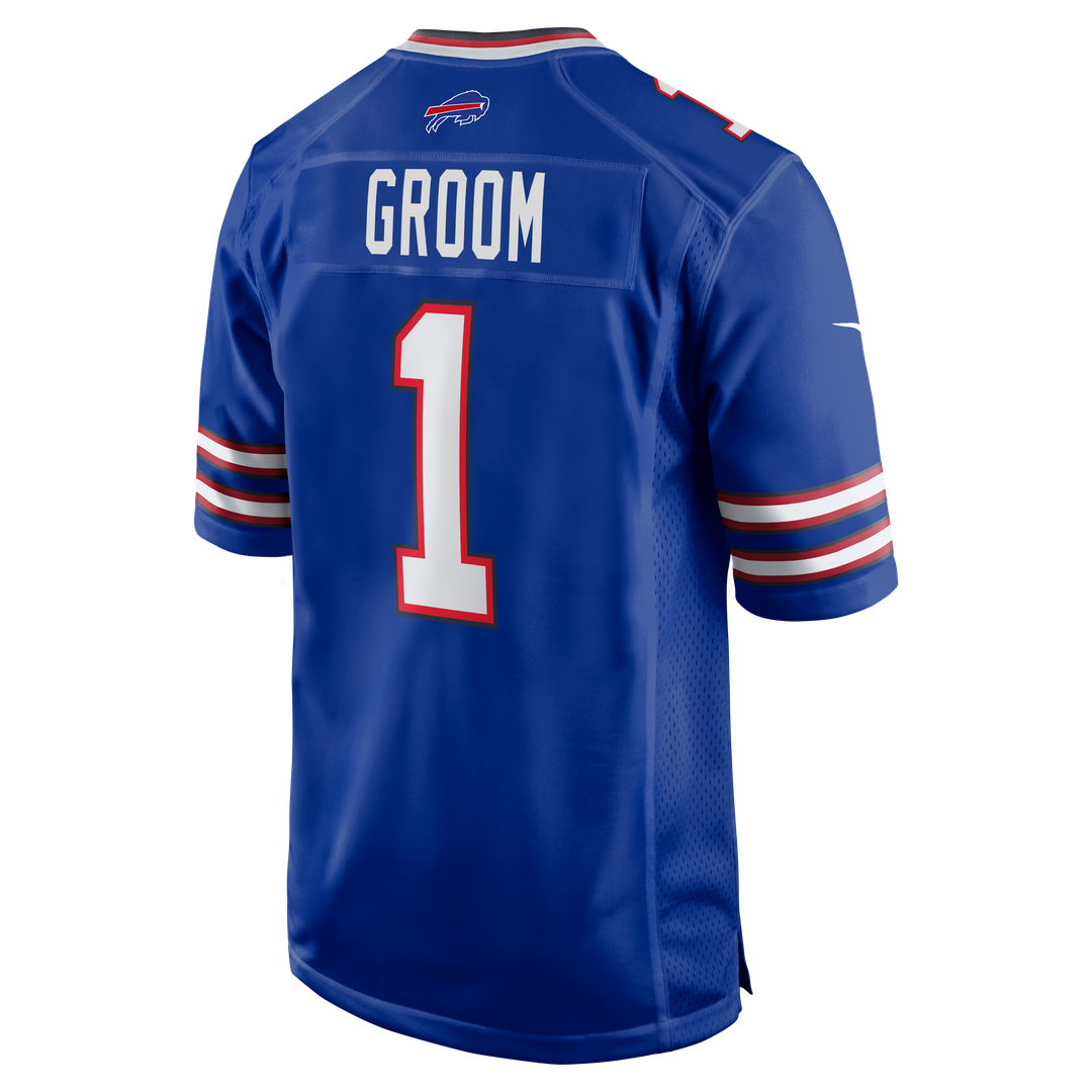 Buffalo Bills Number 1 Groom Royal Game Jersey