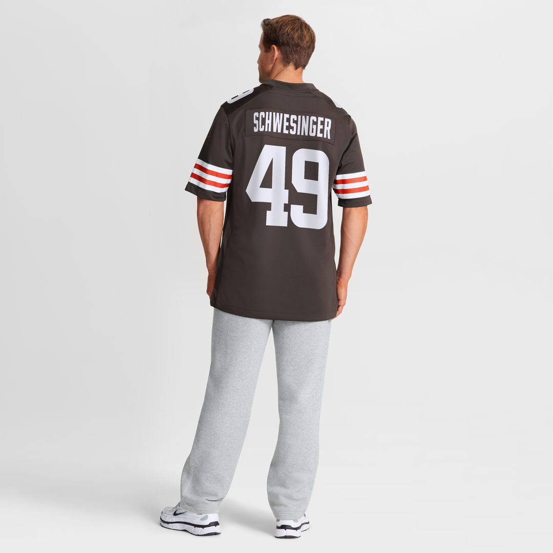 Cleveland Browns Carson Schwesinger Brown 2025 NFL Draft Game Jersey