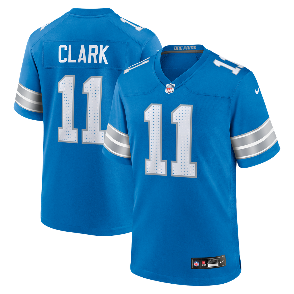 Damone Clark Detroit Lions Blue Team Game Jersey
