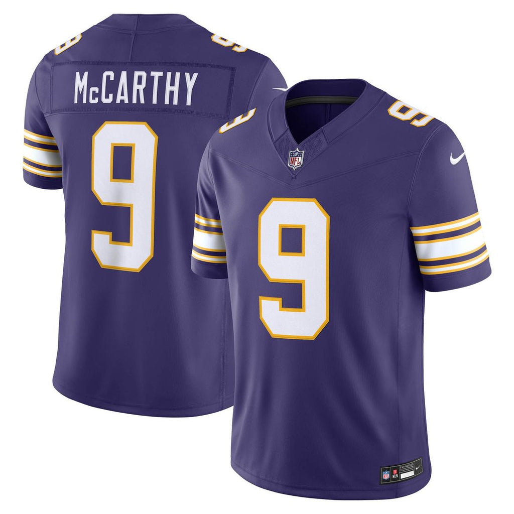 J.J. McCarthy Minnesota Vikings Purple Alternate Classic Vapor F.U.S.E. Stitched Limited Jersey