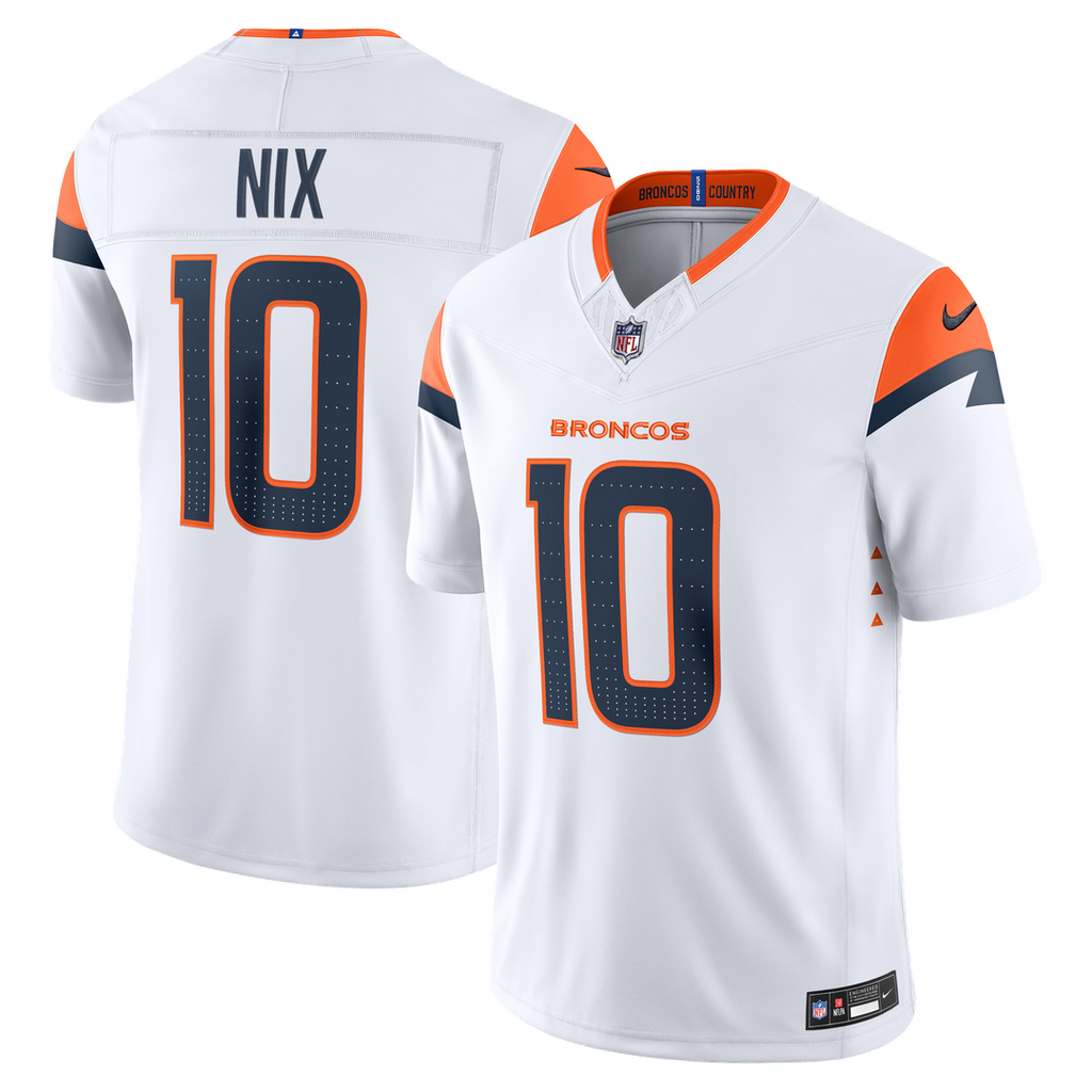Bo Nix Denver Broncos White Vapor F.U.S.E. Stitched Limited Jersey