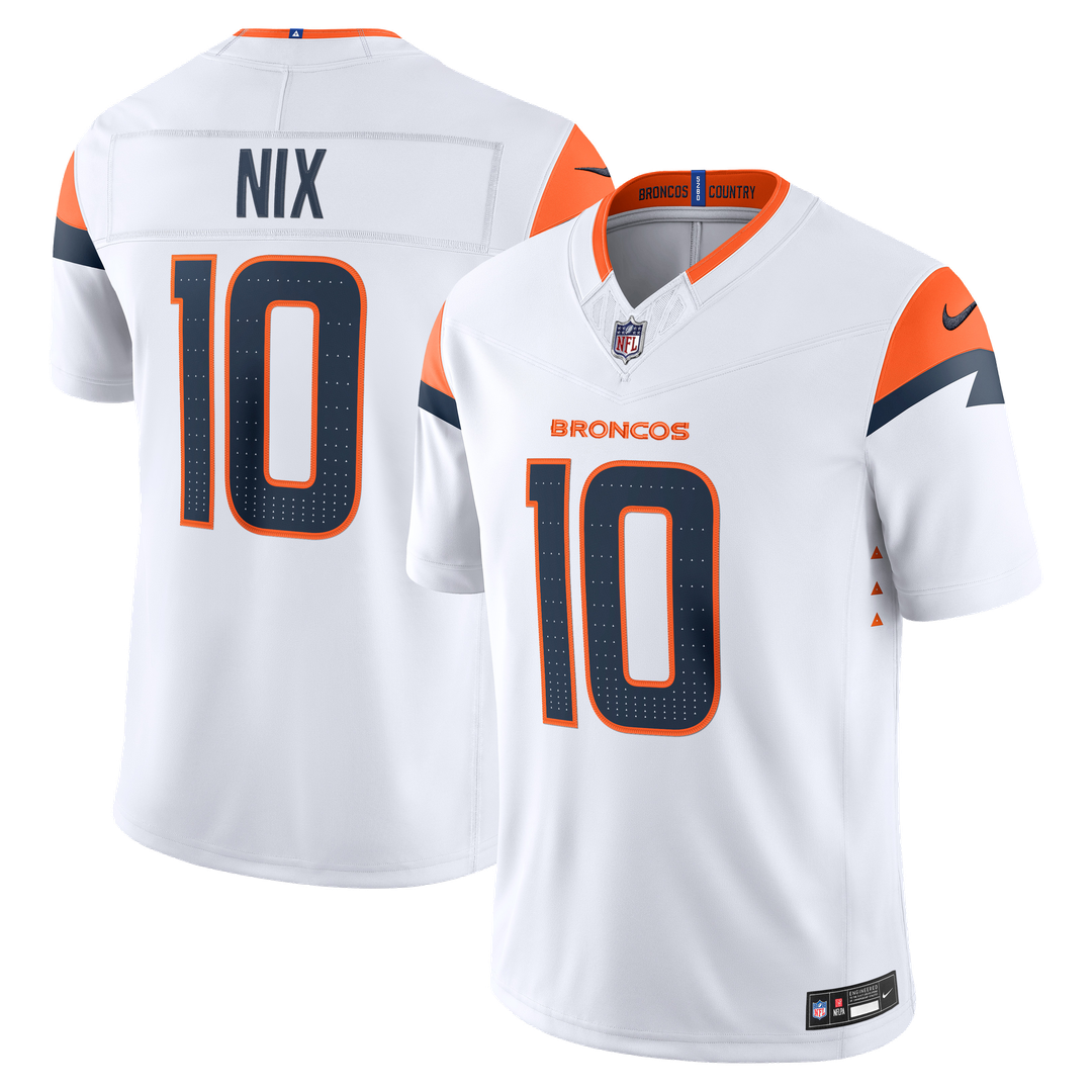 Bo Nix Denver Broncos White Vapor F.U.S.E. Stitched Limited Jersey