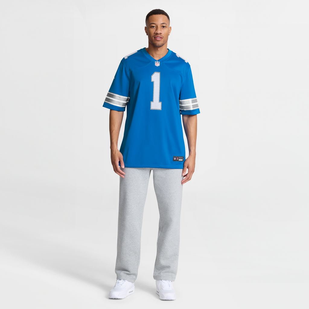 Detroit Lions Number 1 Dad Blue Game Jersey