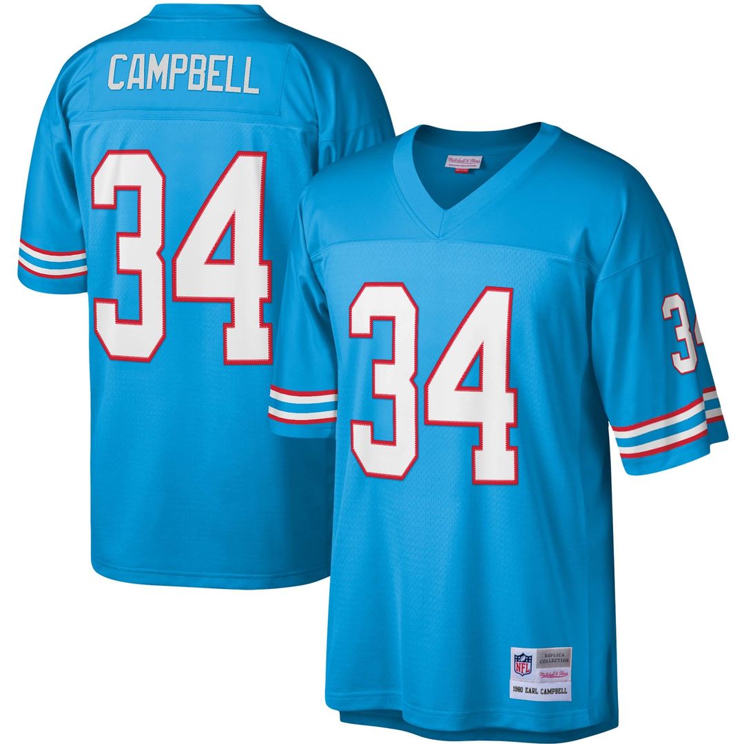 Earl Campbell Houston Oilers Light Blue Legacy Replica Jersey