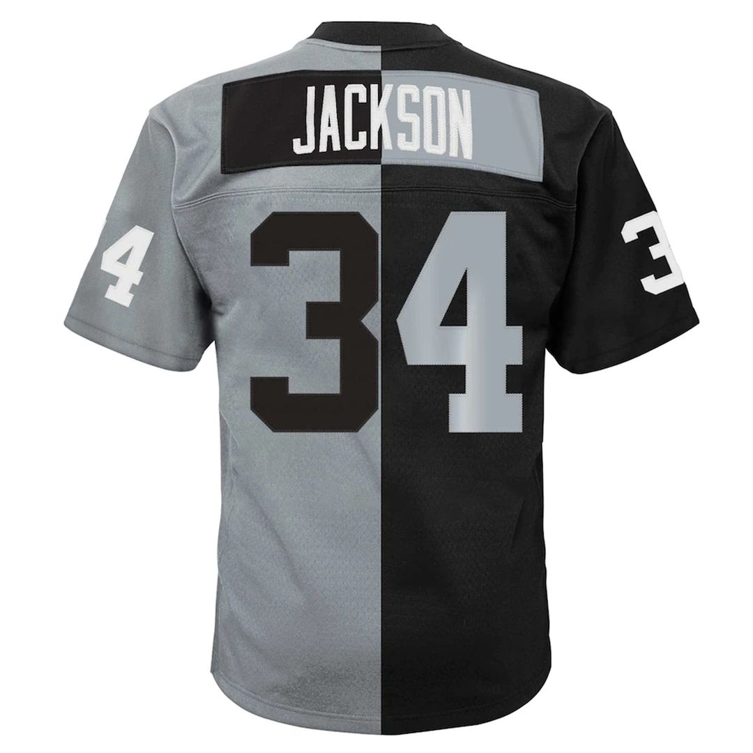 Bo Jackson Las Vegas Raiders Black/Silver Big & Tall Split Legacy Retired Player Replica Jersey