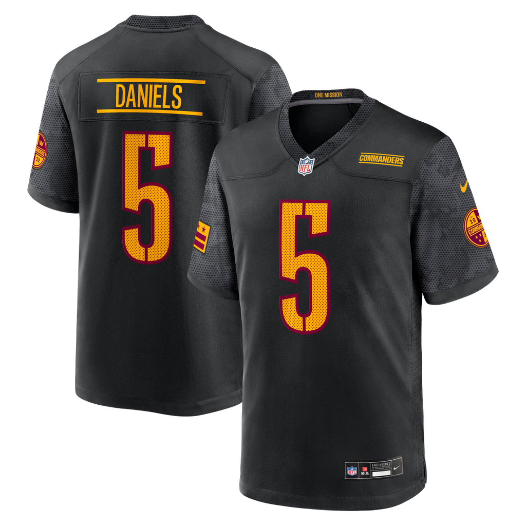 Jayden Daniels Washington Commanders Black Alternate Game Player Jersey
