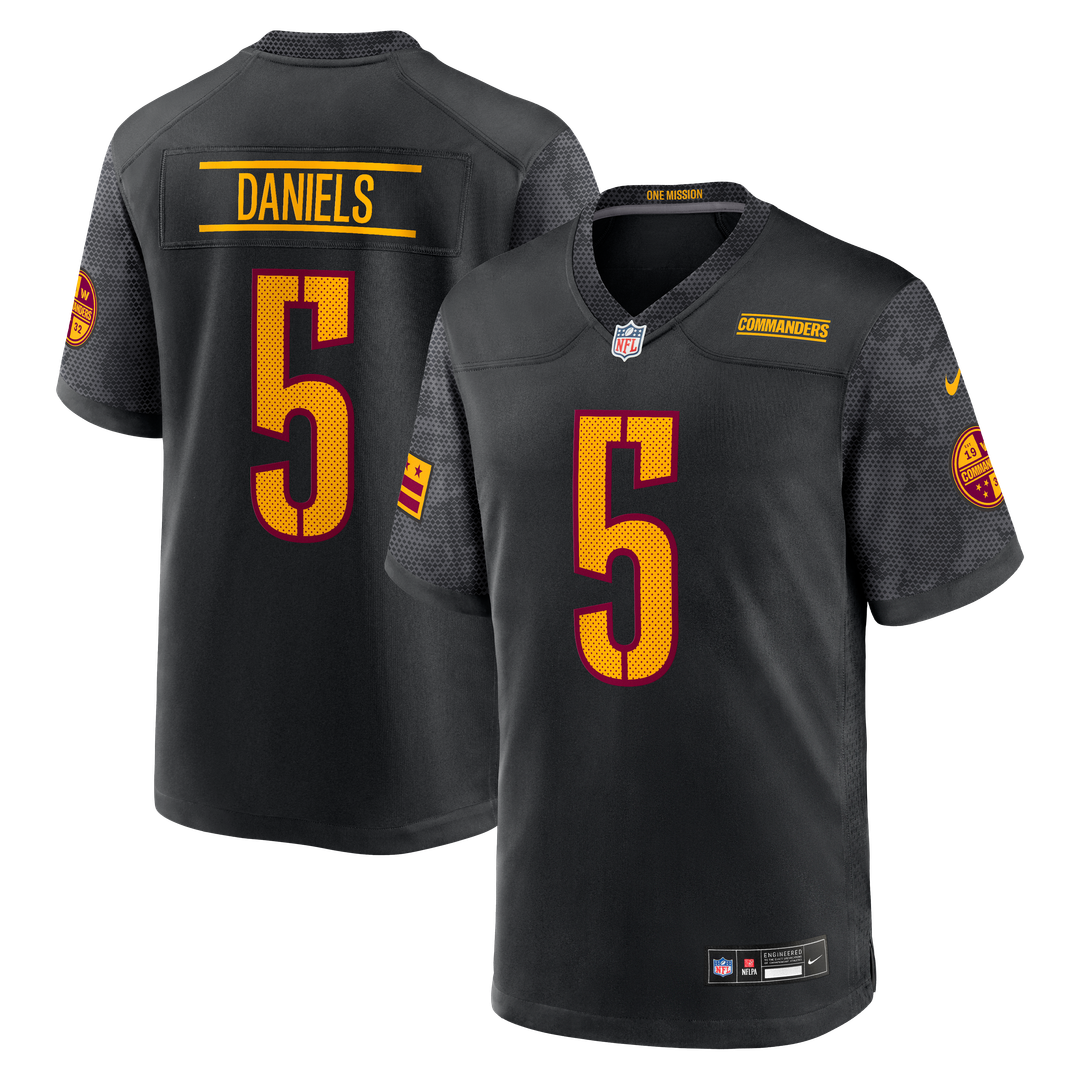 Jayden Daniels Washington Commanders Black Alternate Game Player Jersey