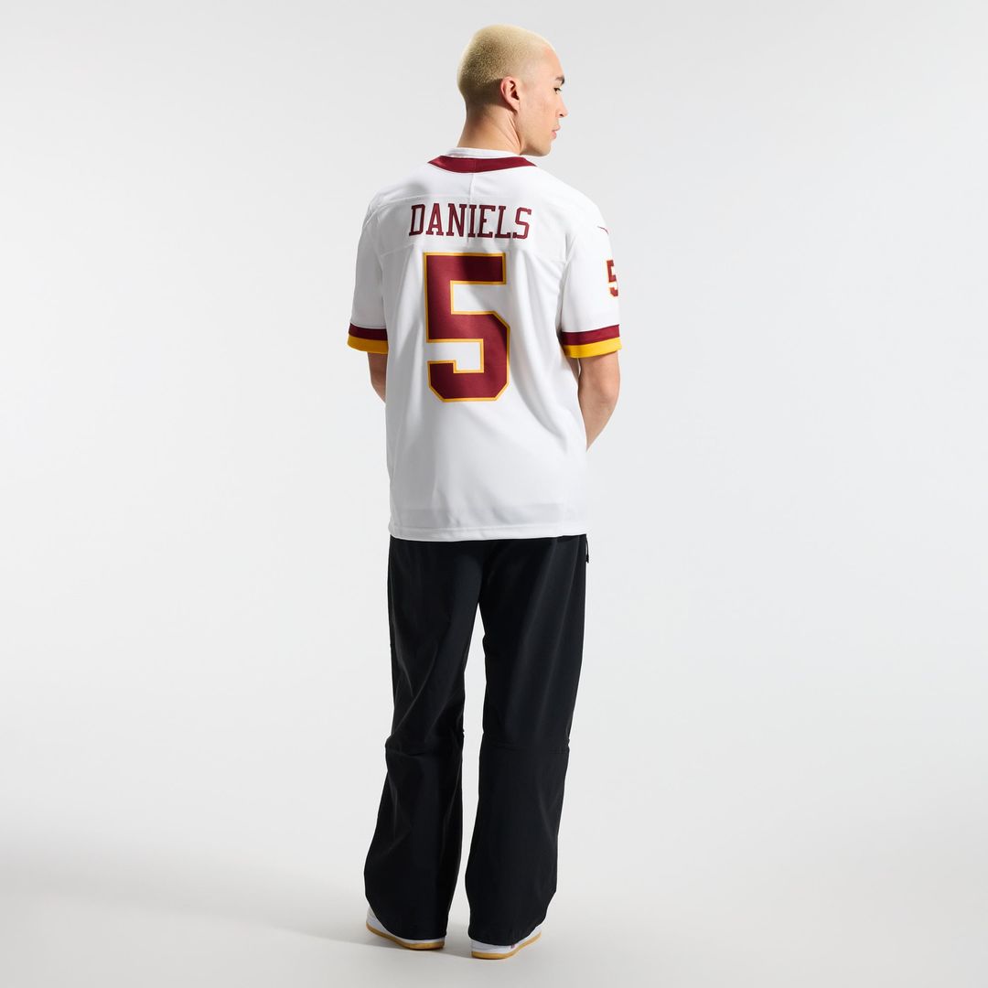 Jayden Daniels Washington Commanders White Vapor F.U.S.E. Stitched Limited Jersey