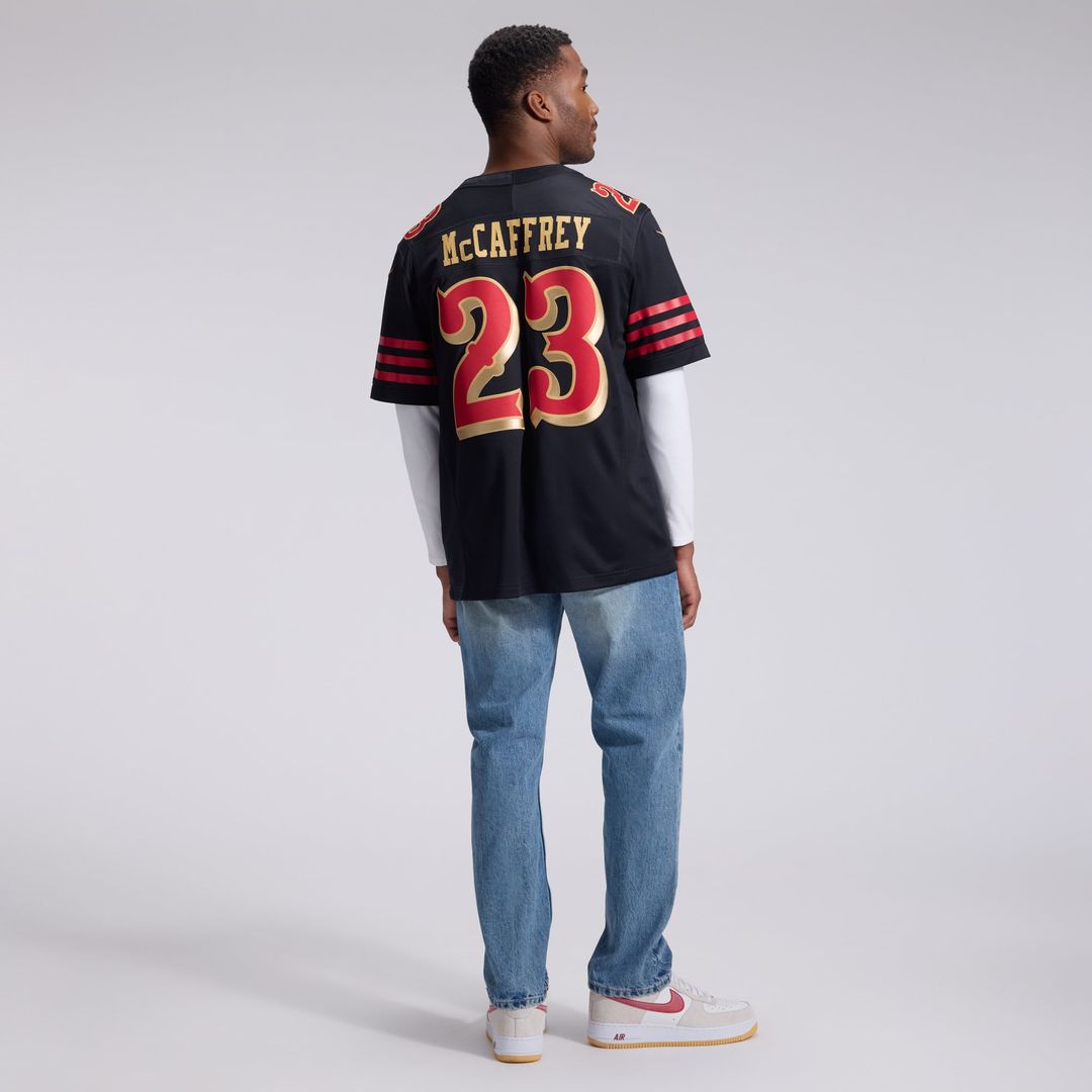 Christian McCaffrey San Francisco 49ers Black Rivalries Collection Stitched Limited Jersey