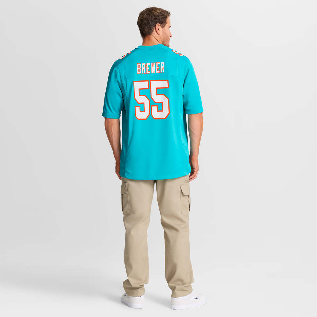 Aaron Brewer Miami Dolphins Aqua Game Jersey