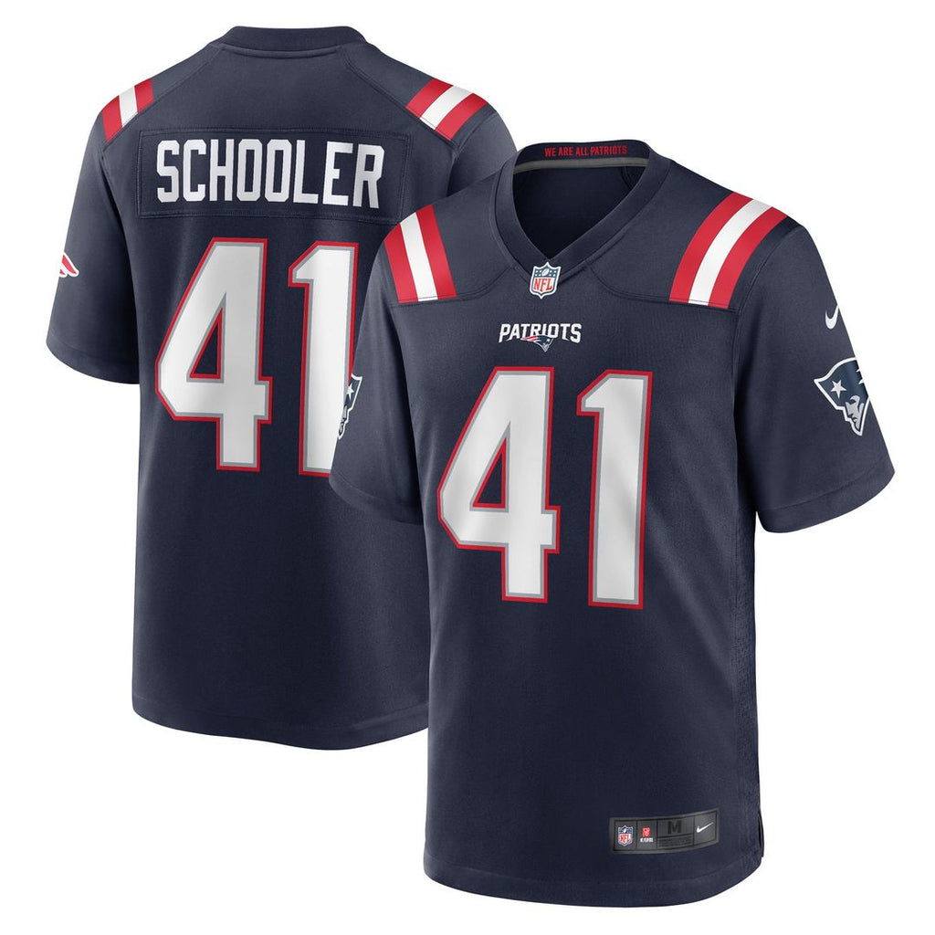 Brenden Schooler New England Patriots Navy Game Player Jersey