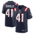 Brenden Schooler New England Patriots Navy Game Player Jersey