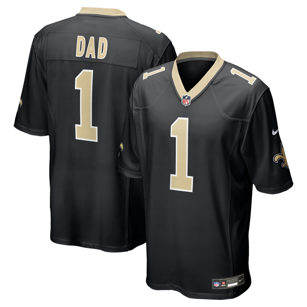 New Orleans Saints Number 1 Dad Black Game Jersey