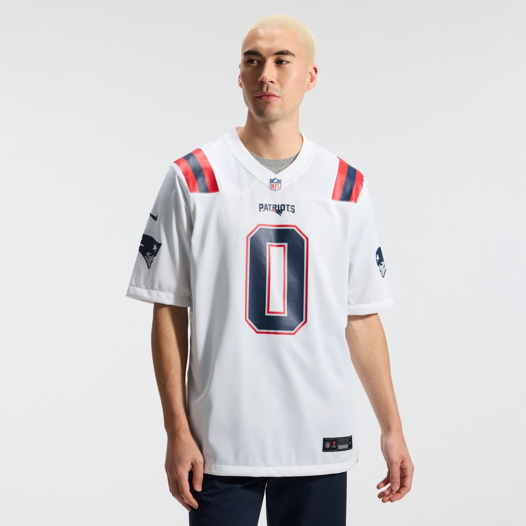 Christian Gonzalez New England Patriots White Game Jersey