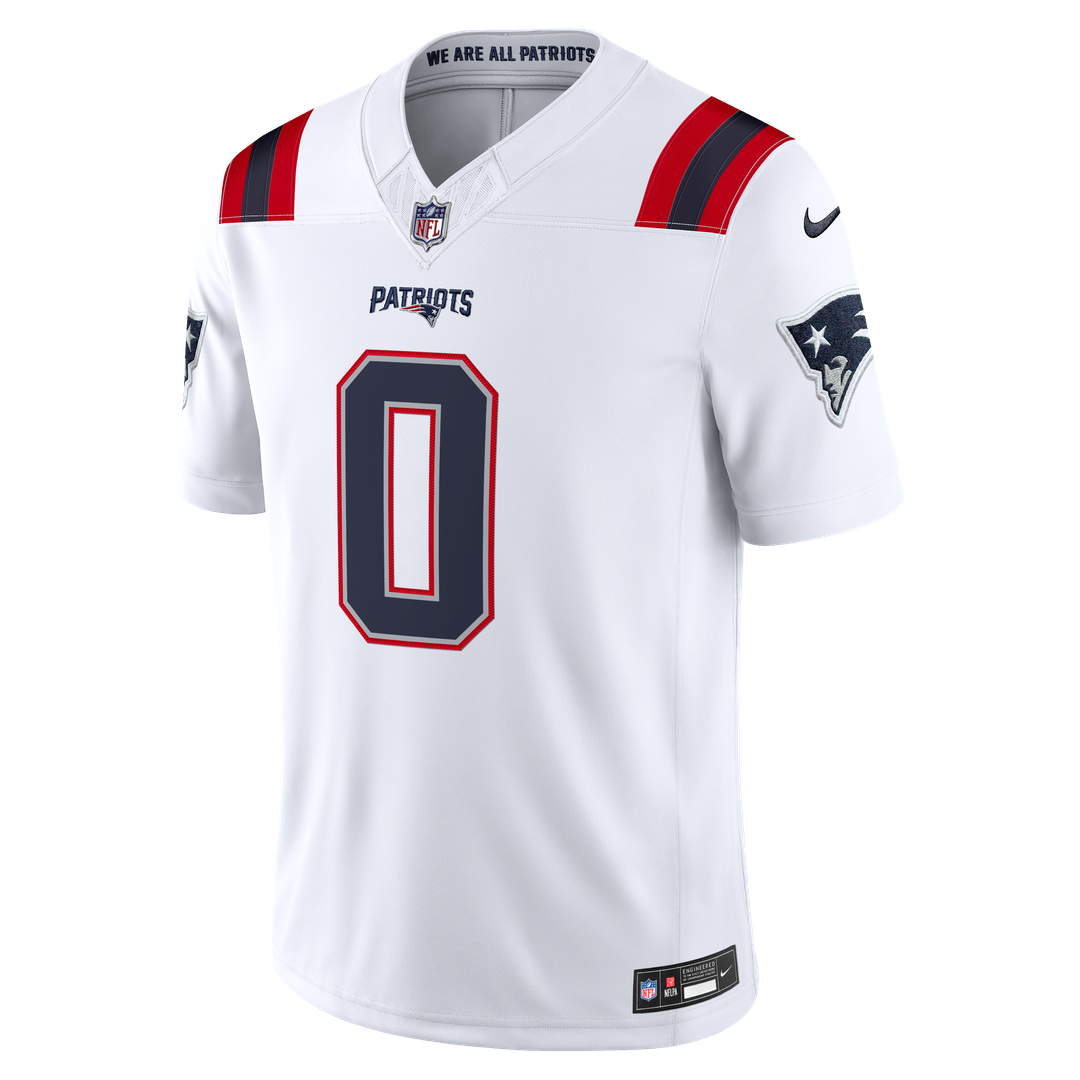 Christian Gonzalez New England Patriots White Vapor F.U.S.E. Stitched Limited Jersey