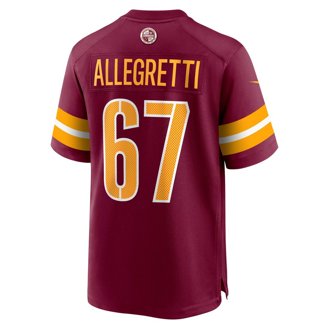 Nick Allegretti Washington Commanders Burgundy Game Jersey