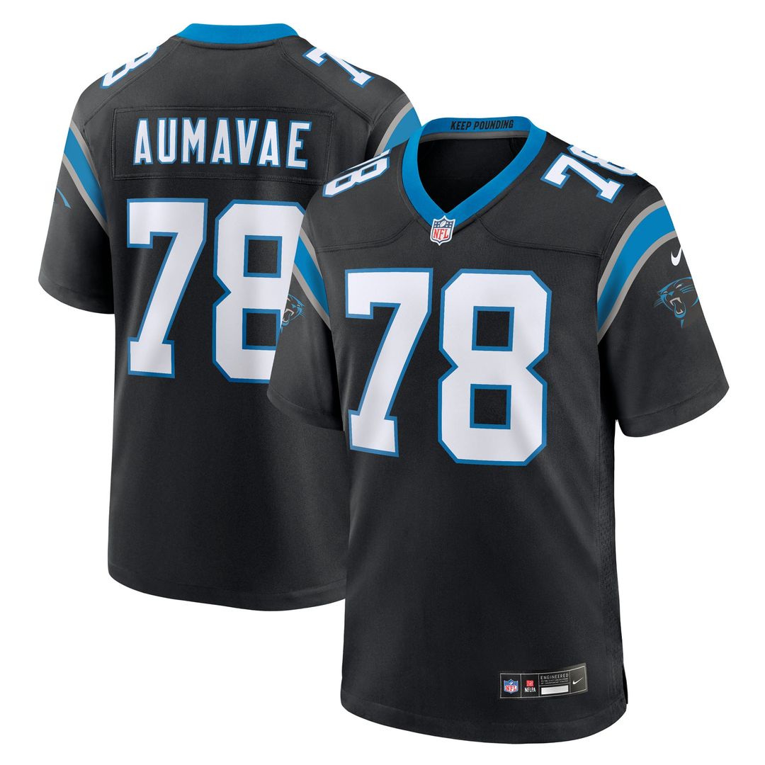 Popo Aumavae Carolina Panthers Black Team Game Jersey