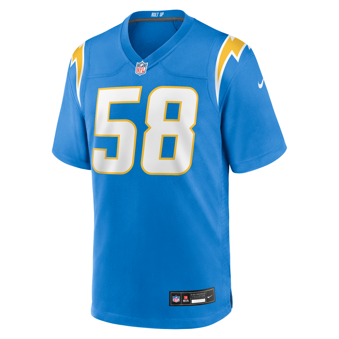 Tae Crowder Los Angeles Chargers Powder Blue Team Game Jersey