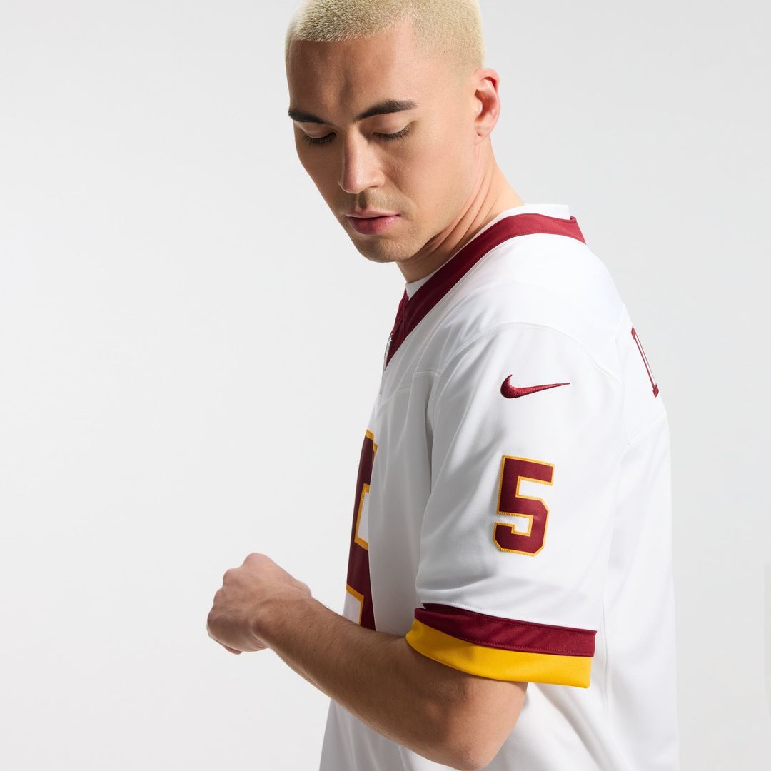 Jayden Daniels Washington Commanders White Vapor F.U.S.E. Stitched Limited Jersey