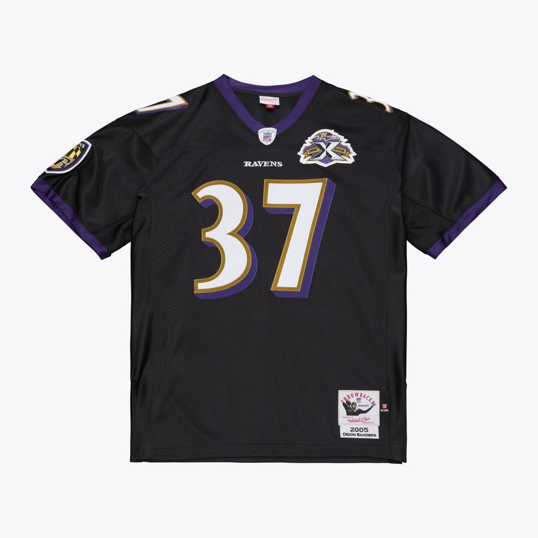 Deion Sanders Baltimore Ravens Black 2005 Authentic Throwback Jersey