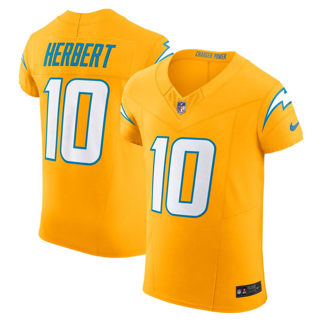 Justin Herbert Los Angeles Chargers Gold Alternate Vapor F.U.S.E. Elite Jersey