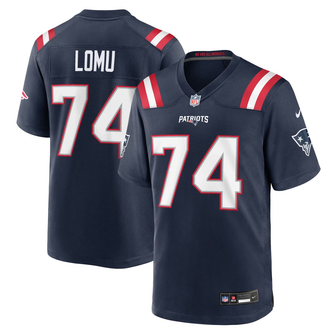 Caleb Lomu New England Patriots Navy Team Game Jersey
