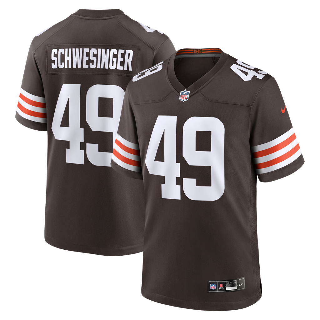 Cleveland Browns Carson Schwesinger Brown 2025 NFL Draft Game Jersey