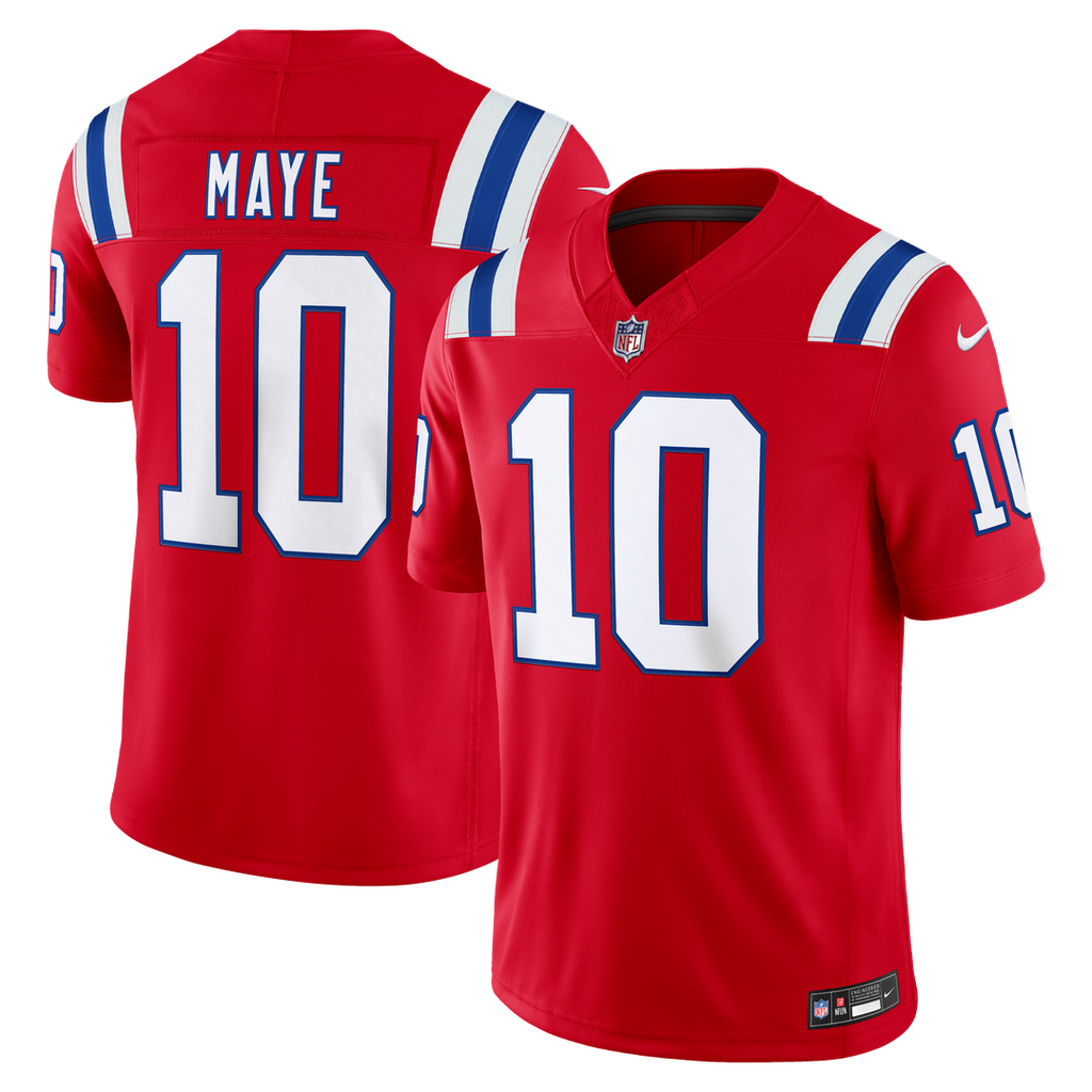 Drake Maye New England Patriots Red Alternate Vapor F.U.S.E. Stitched Limited Jersey