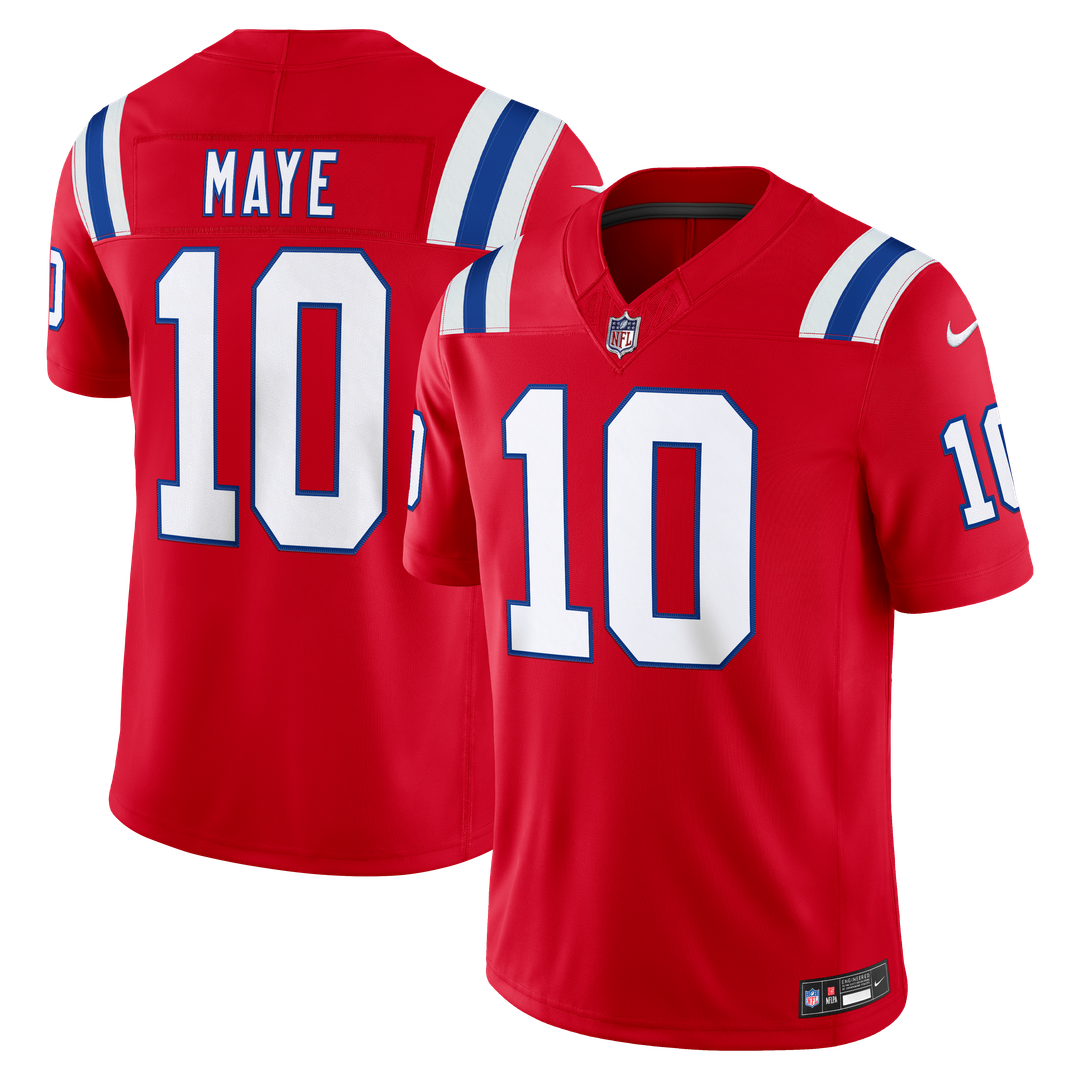 Drake Maye New England Patriots Red Alternate Vapor F.U.S.E. Stitched Limited Jersey