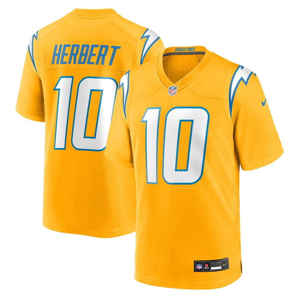 Justin Herbert Los Angeles Chargers Gold Alternate Charger Power Game Player Jersey