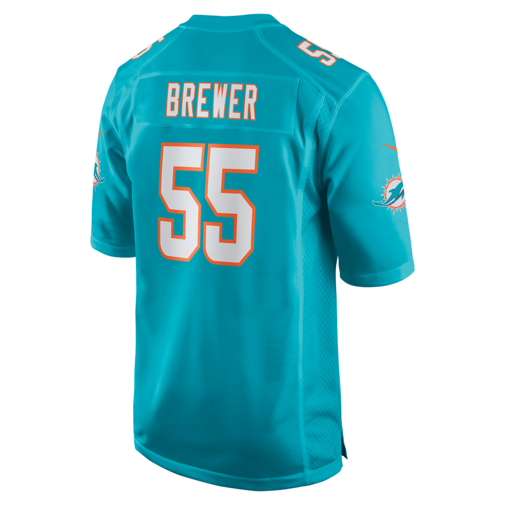 Aaron Brewer Miami Dolphins Aqua Game Jersey