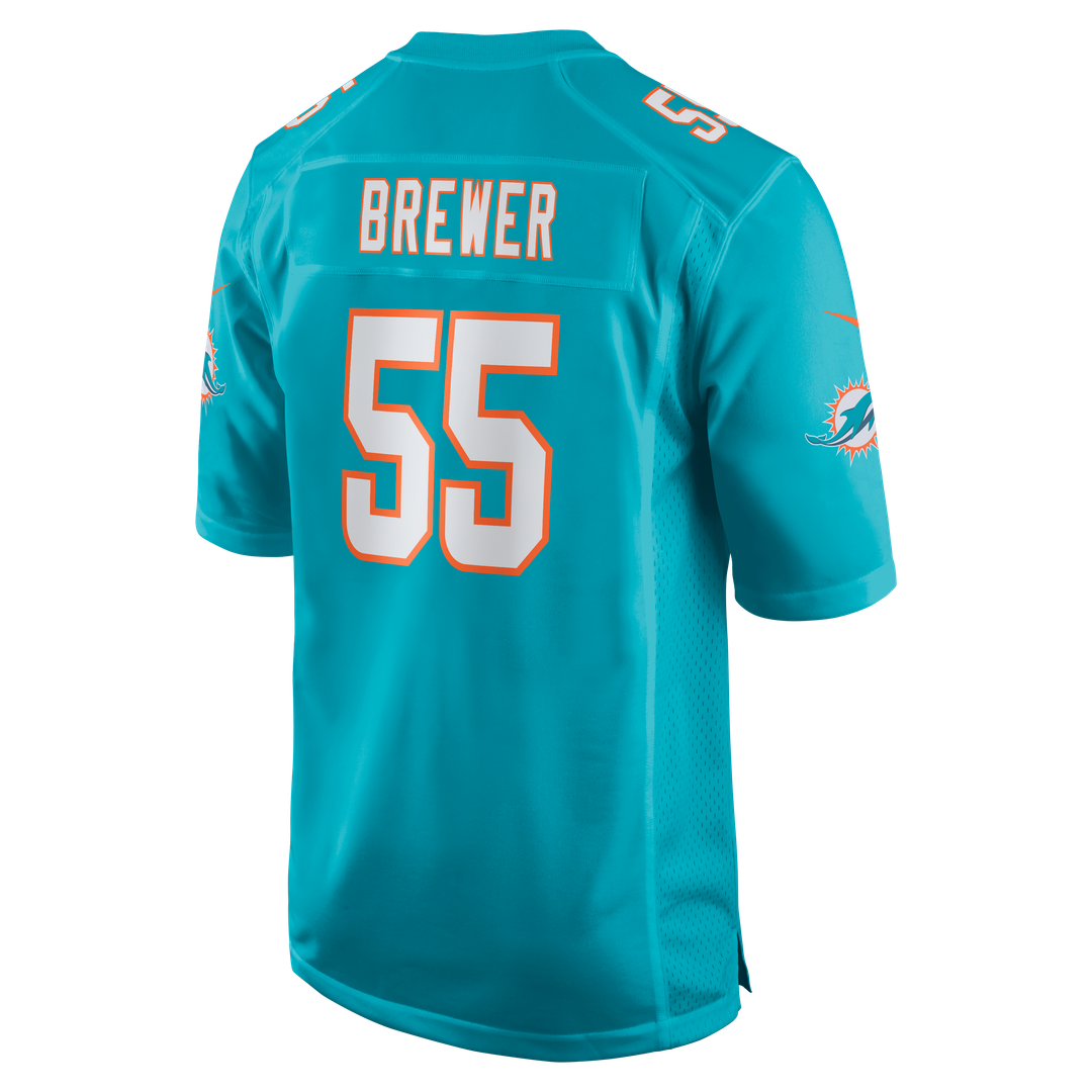 Aaron Brewer Miami Dolphins Aqua Game Jersey