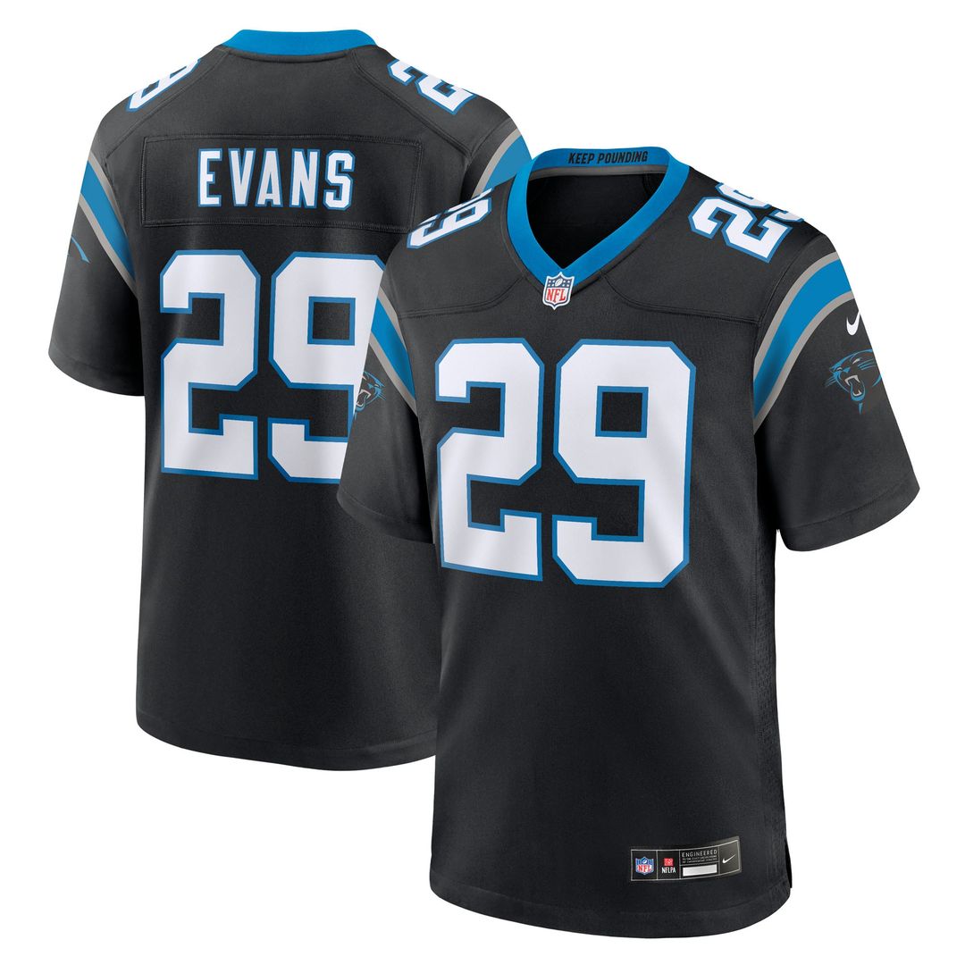 Akayleb Evans Carolina Panthers Black Team Game Jersey