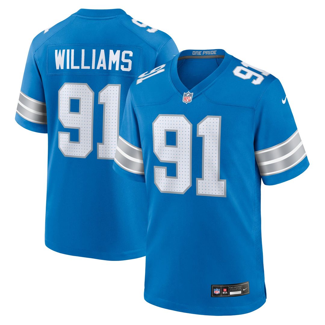 Tyleik Williams Detroit Lions Blue Team Game Jersey
